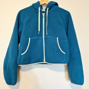 NWT Cropped Fleece Hoodie, Size Small